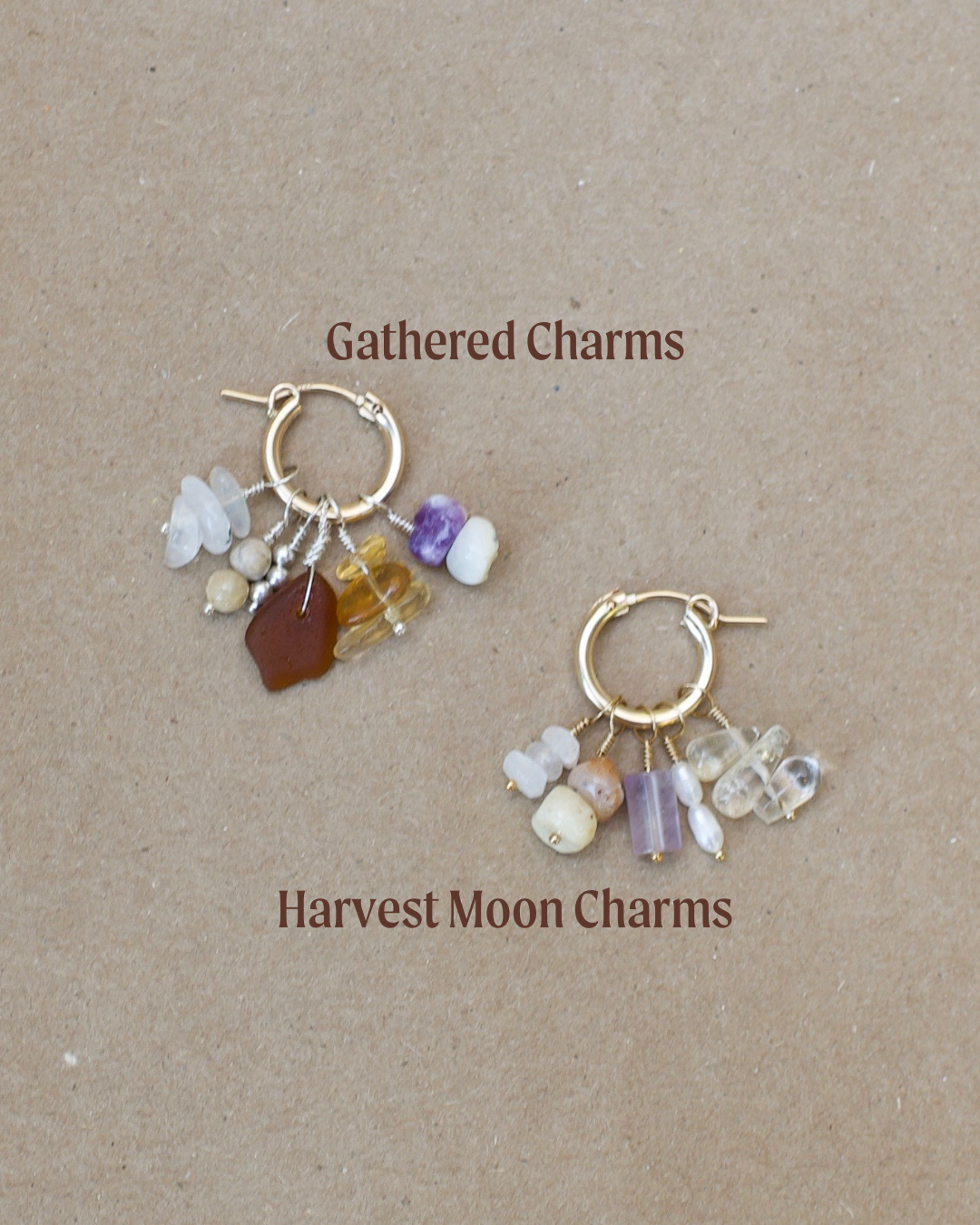 Harvest Moon Charms - Build Your Own Hoop Charm Earrings - Amethyst, Pearl, Faceted Moonstone, Citrine Drops, & Morado Opal