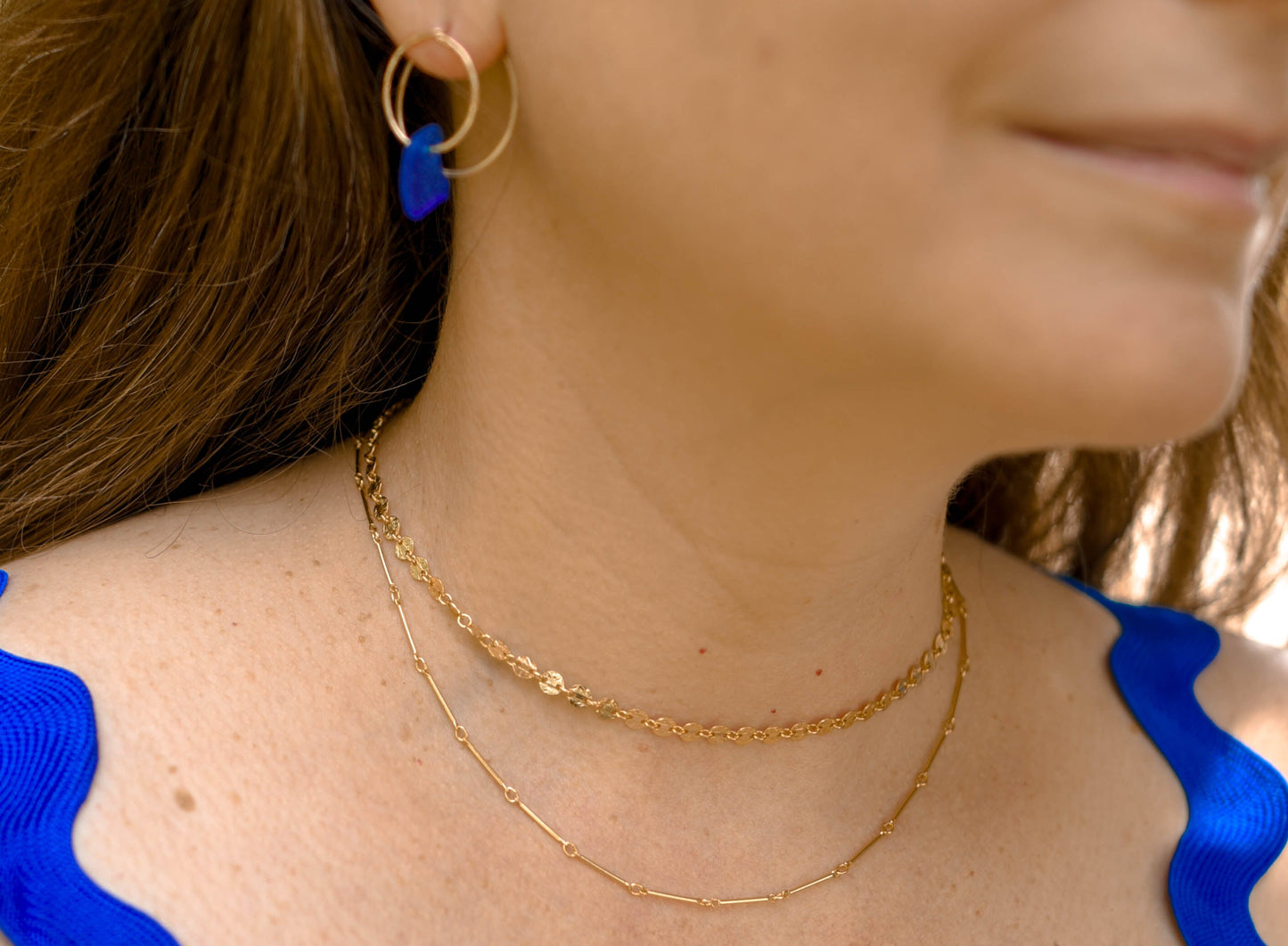 Double Sun Solstice Beach Glass Threader Earrings