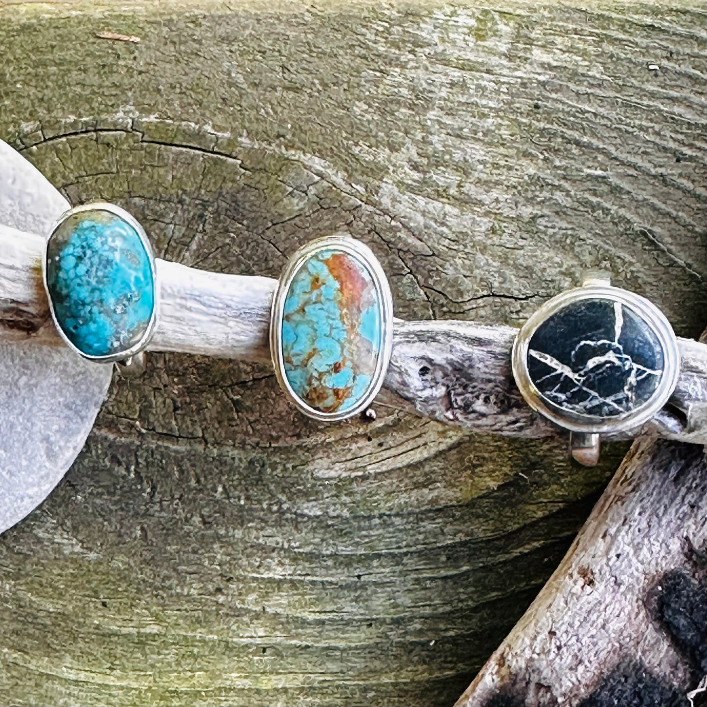Kingman Turquoise Ring Set Horizontal Size 9
