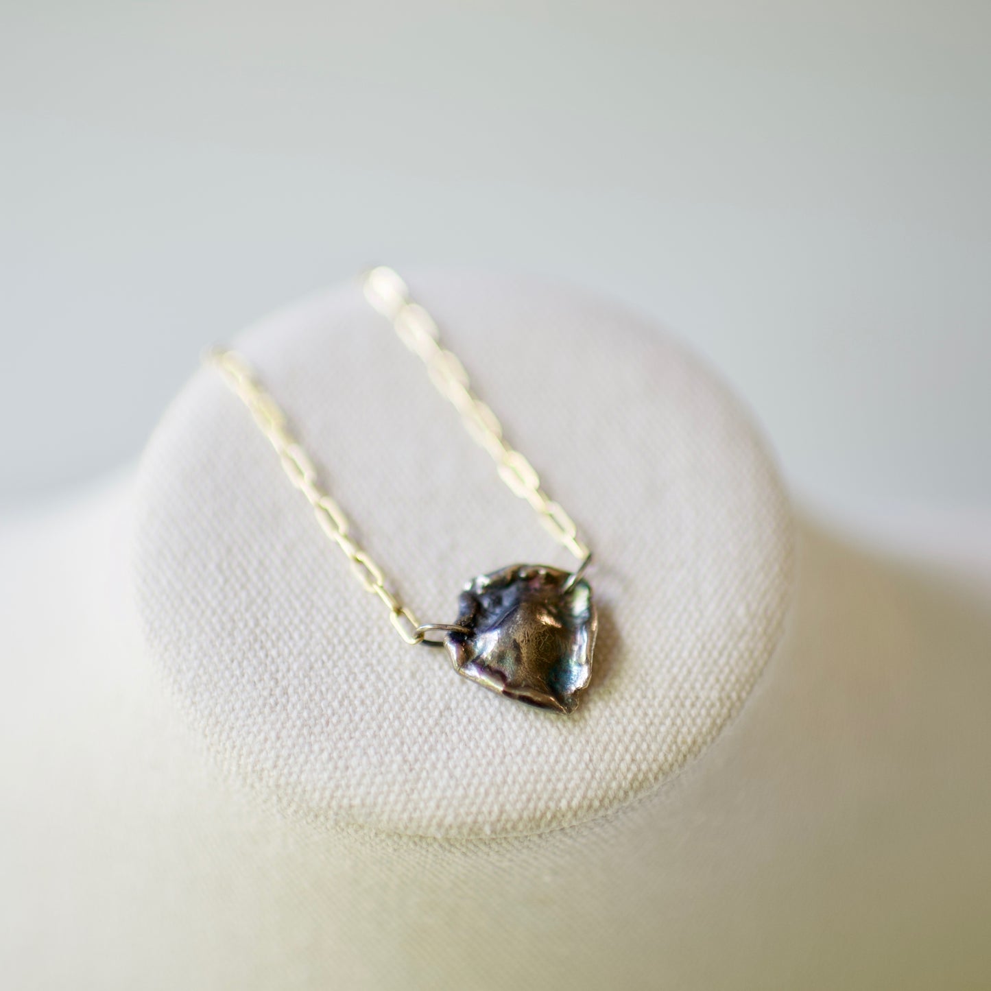 Fixed Pendant, Medium-Small on a 14k USA Yellow or Rose Gold Fill, or .925 Sterling Silver Paperclip Chain, Custom Keepsake Inclusion Lake Formed