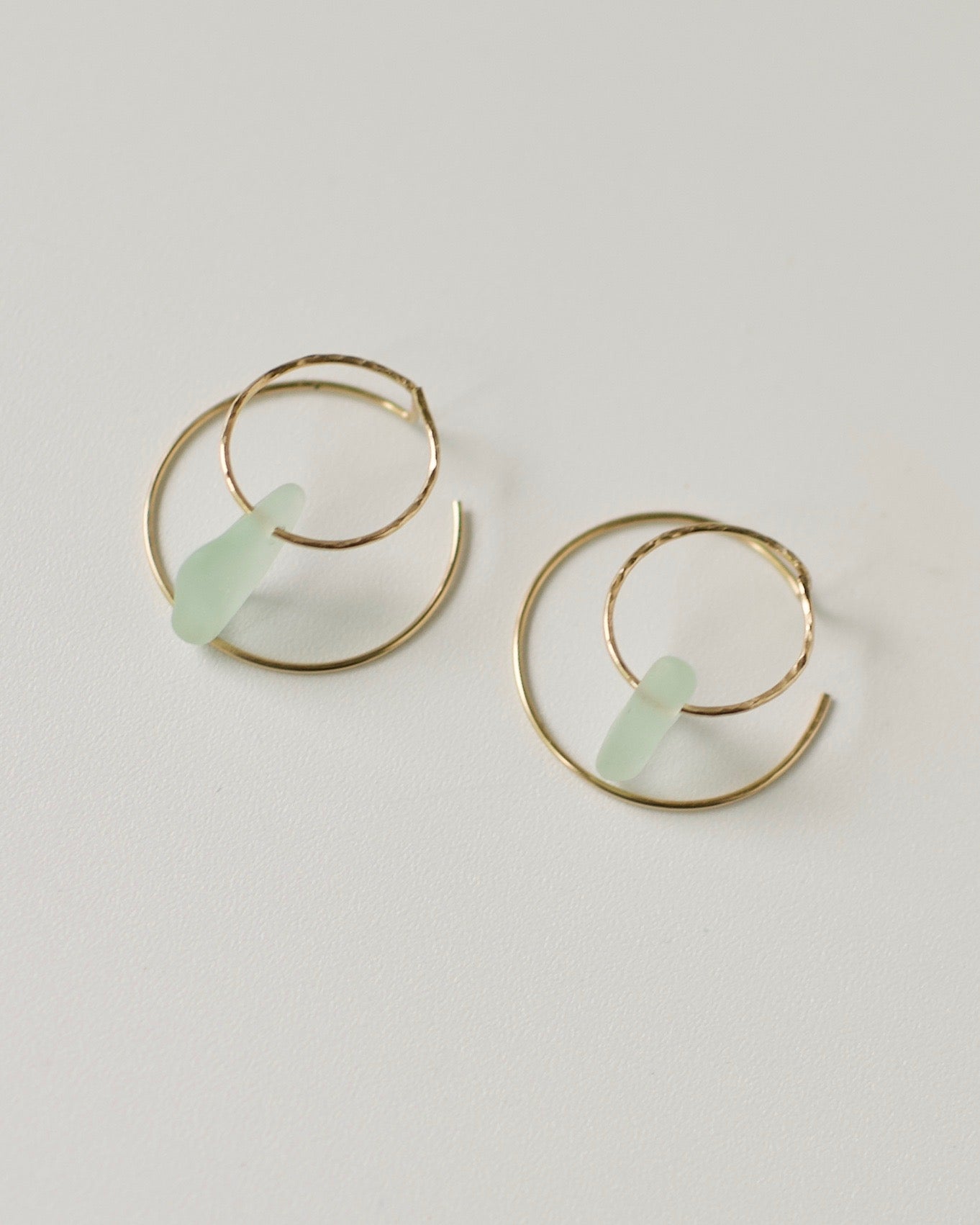 Double Sun Solstice Beach Glass Threader Earrings