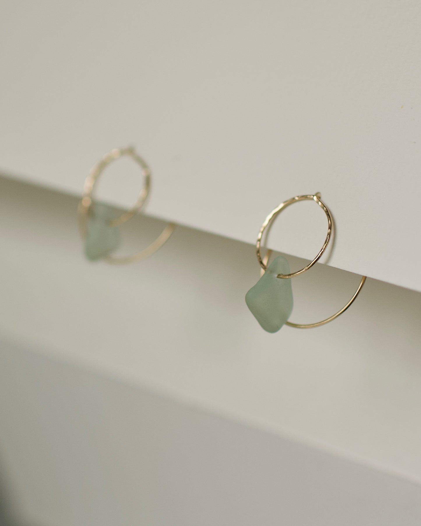 Double Sun Solstice Beach Glass Threader Earrings