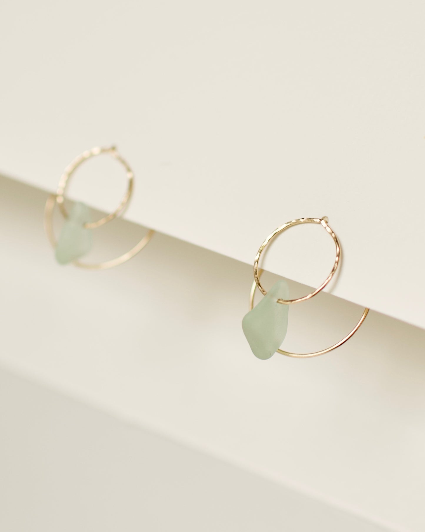Double Sun Solstice Beach Glass Threader Earrings
