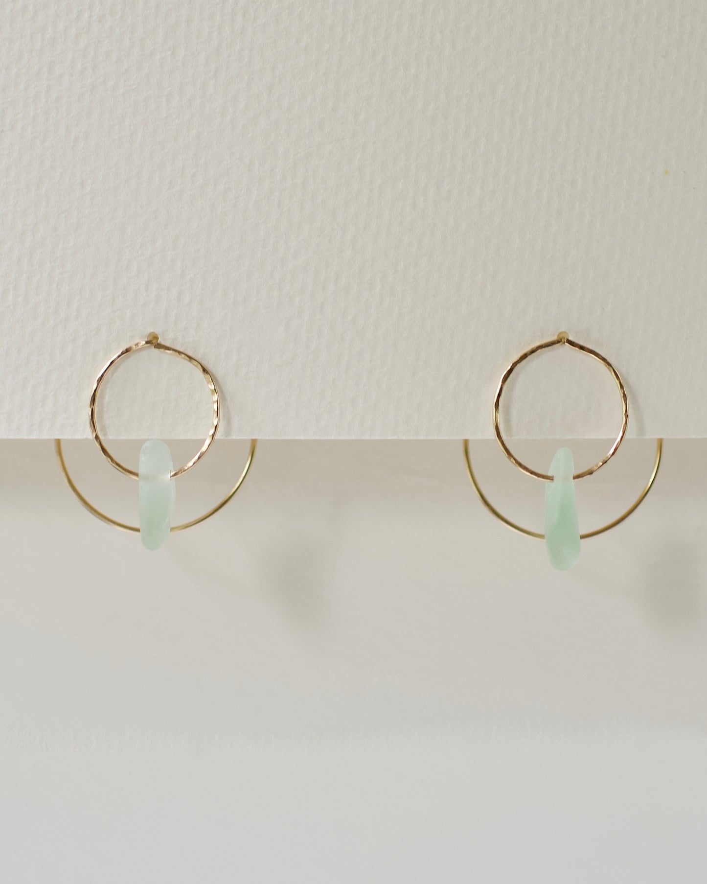 Double Sun Solstice Beach Glass Threader Earrings