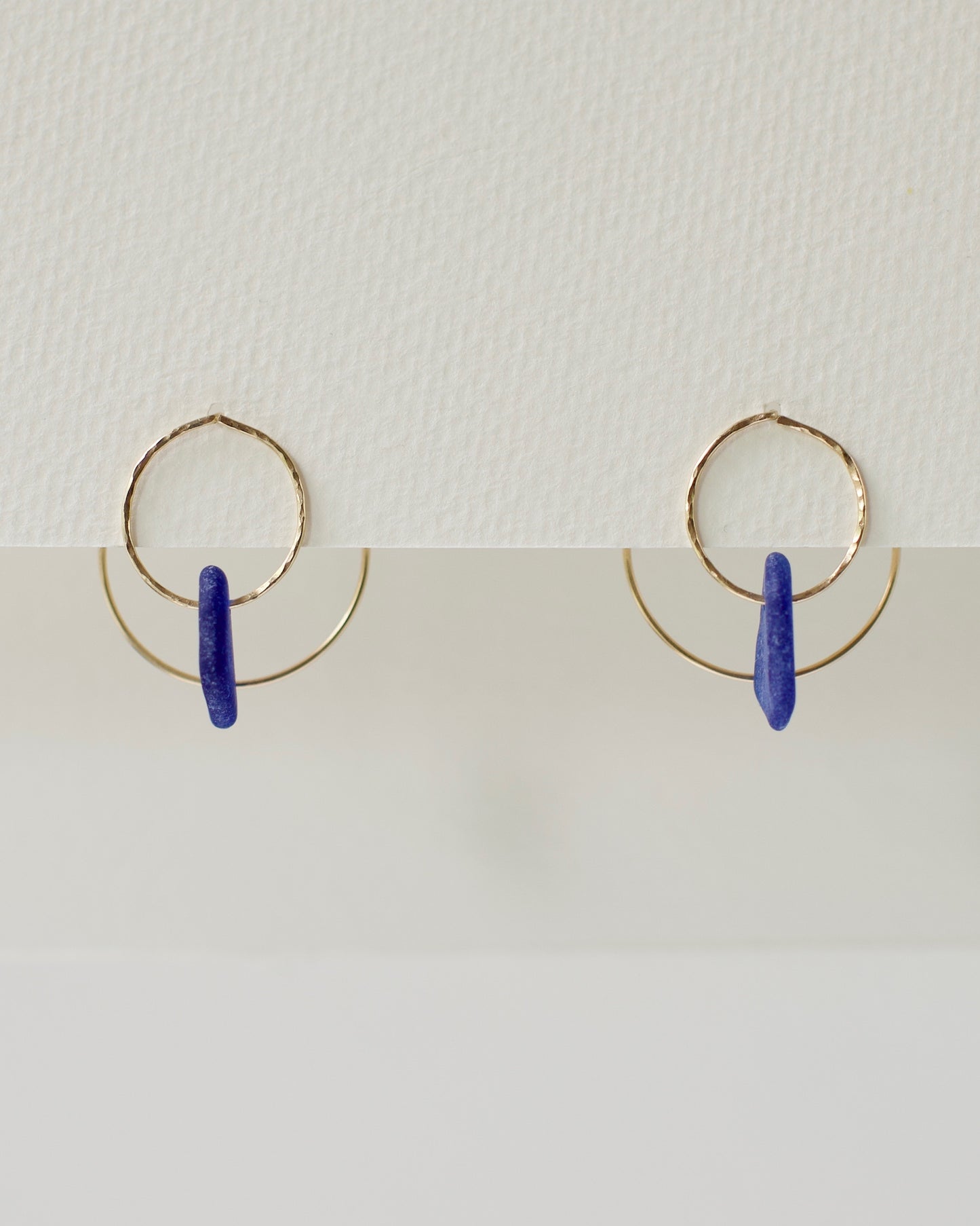 Double Sun Solstice Beach Glass Threader Earrings