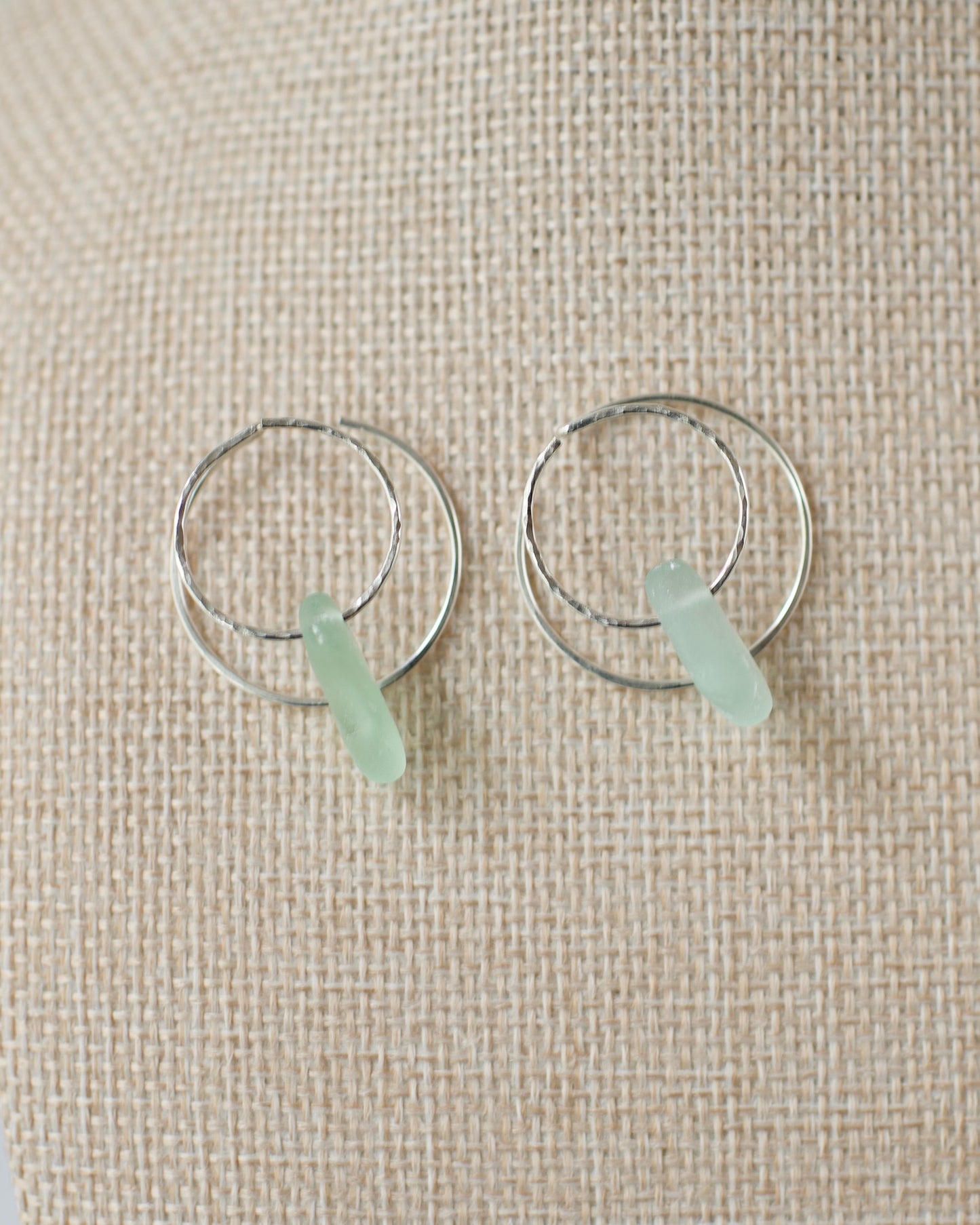 Double Sun Solstice Beach Glass Threader Earrings