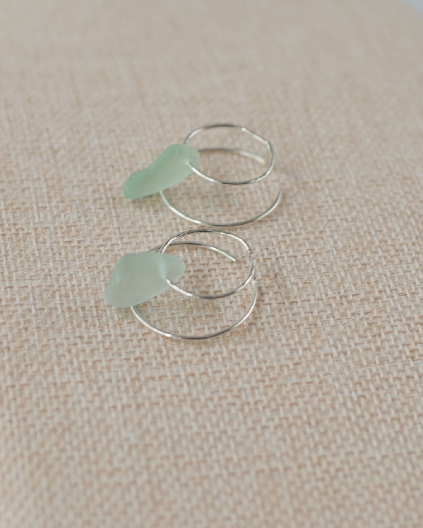 Double Sun Solstice Beach Glass Threader Earrings