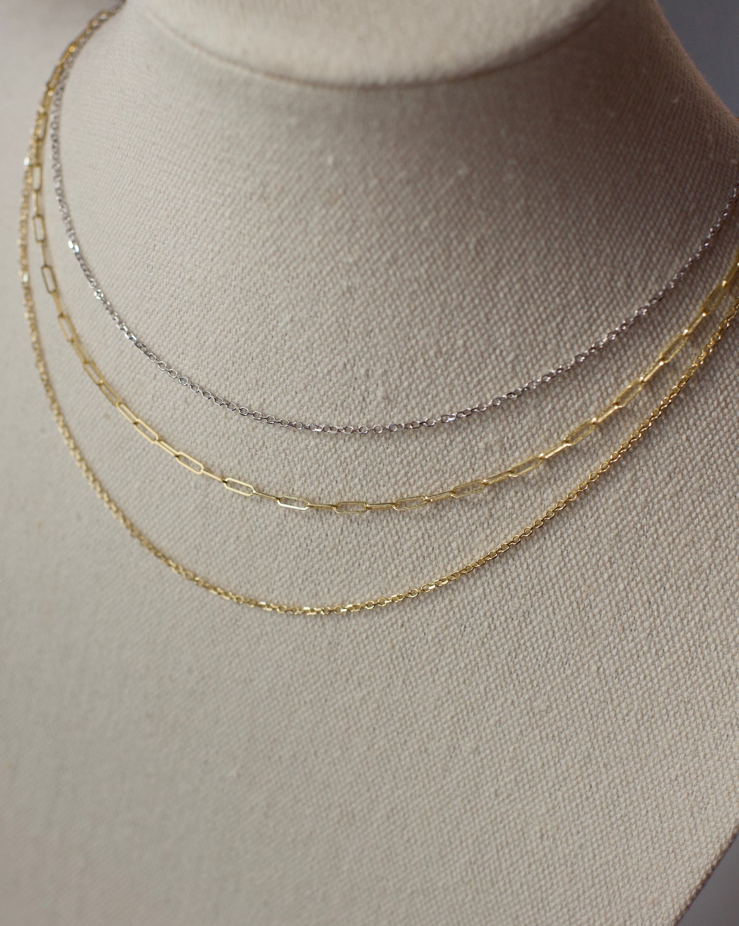 14k Yellow Gold or White Gold Beveled Edge Chain, Premium 14k - Cable 13-18 inches