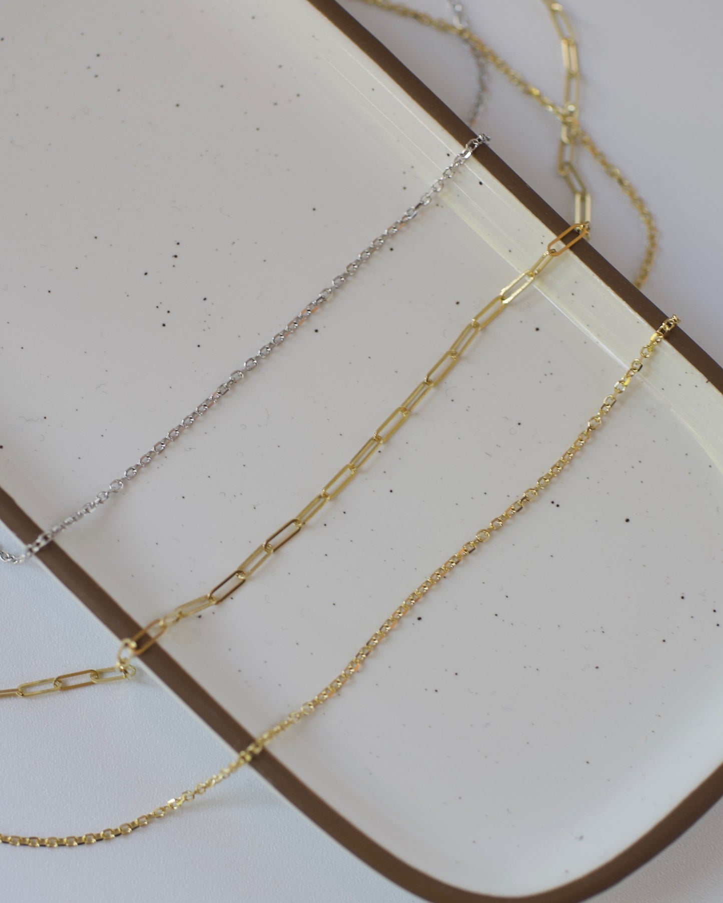 14k Yellow Gold or White Gold Beveled Edge Chain, Premium 14k - Cable 13-18 inches