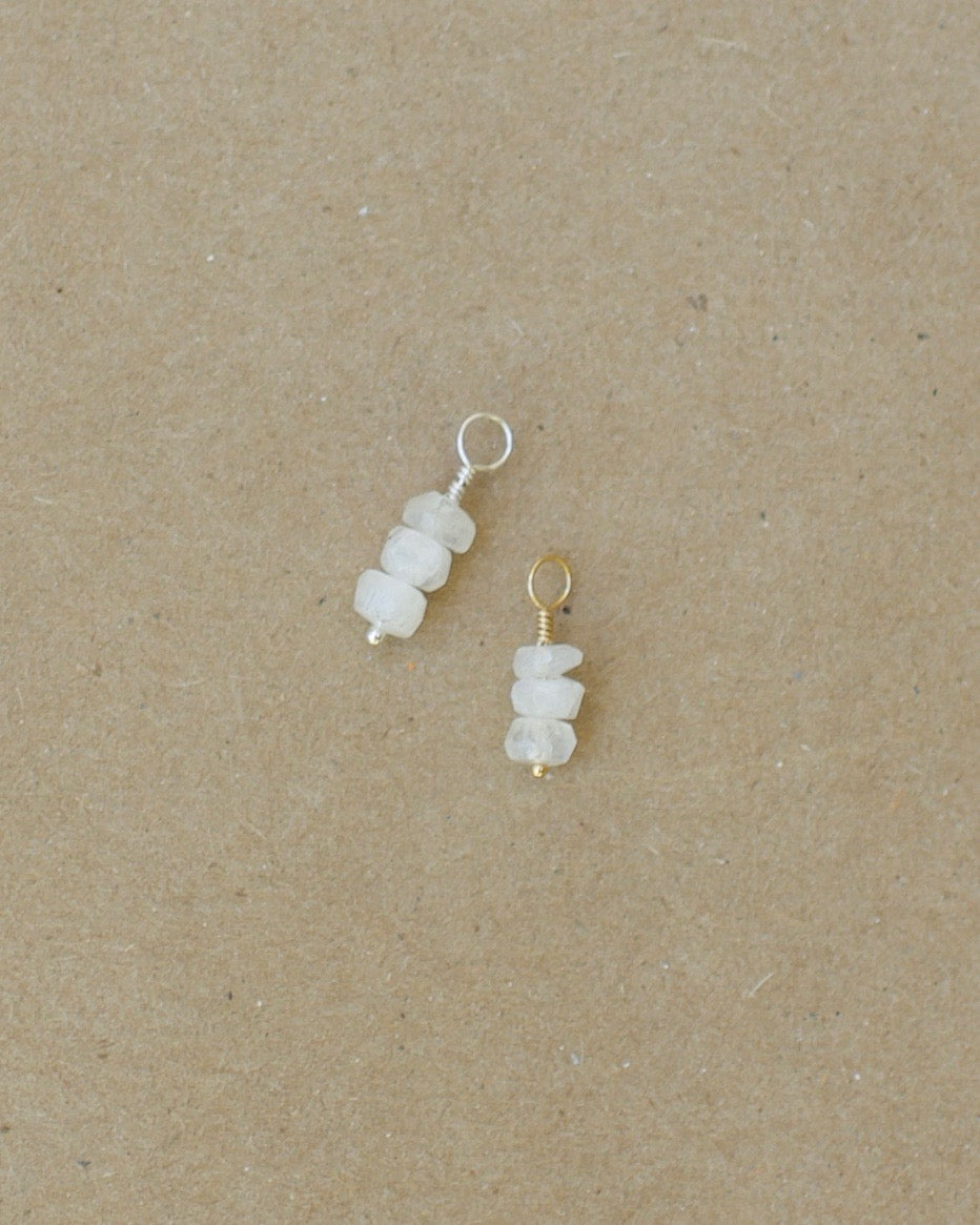 Harvest Moon Charms - Build Your Own Hoop Charm Earrings - Amethyst, Pearl, Faceted Moonstone, Citrine Drops, & Morado Opal