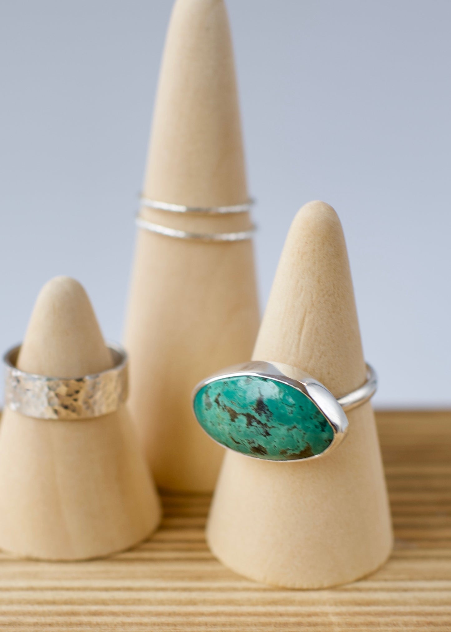 Tyrone, Light Blue Green, Turquoise in Sterling Silver Ring Size 9.5