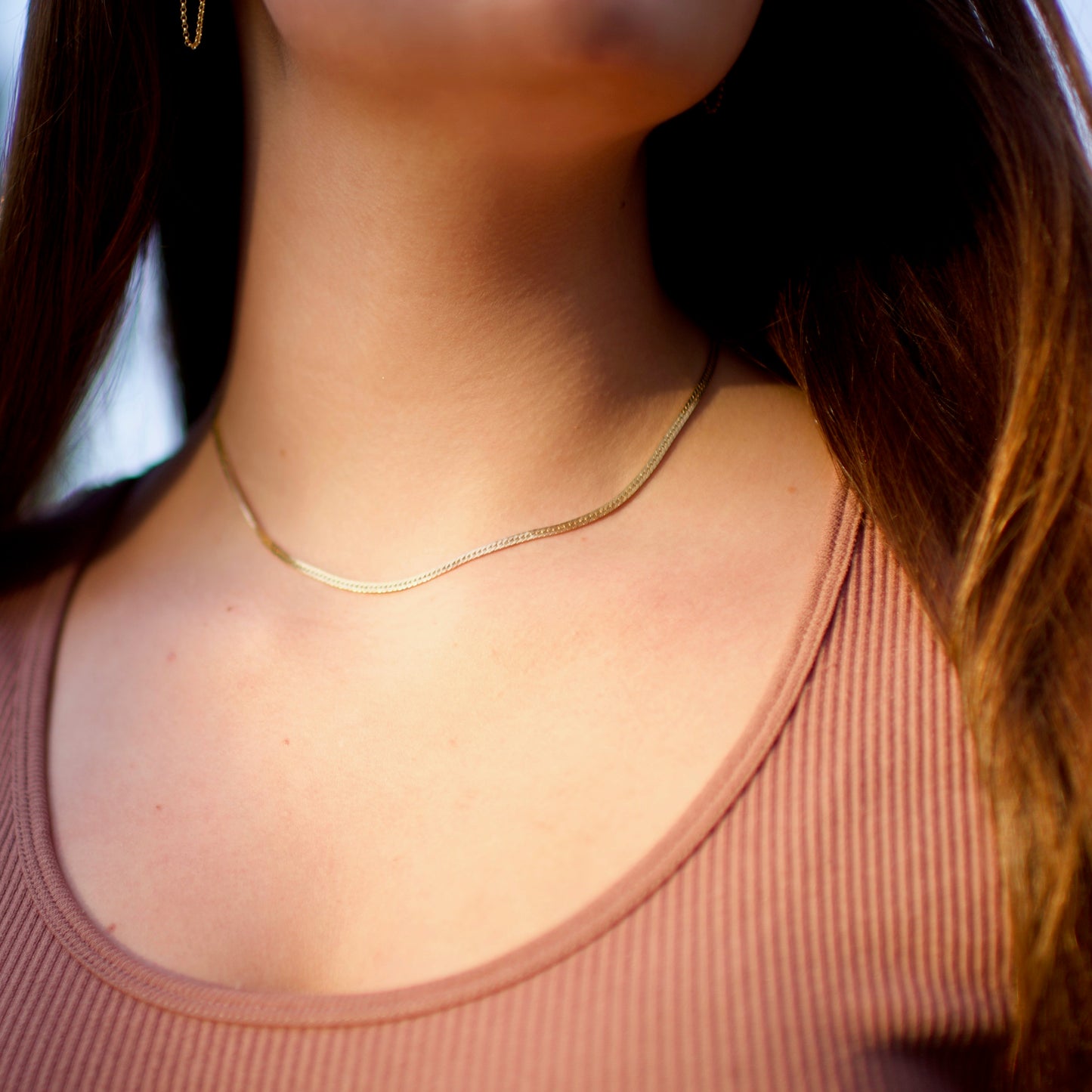 The River - Herringbone Gold Fill Necklace