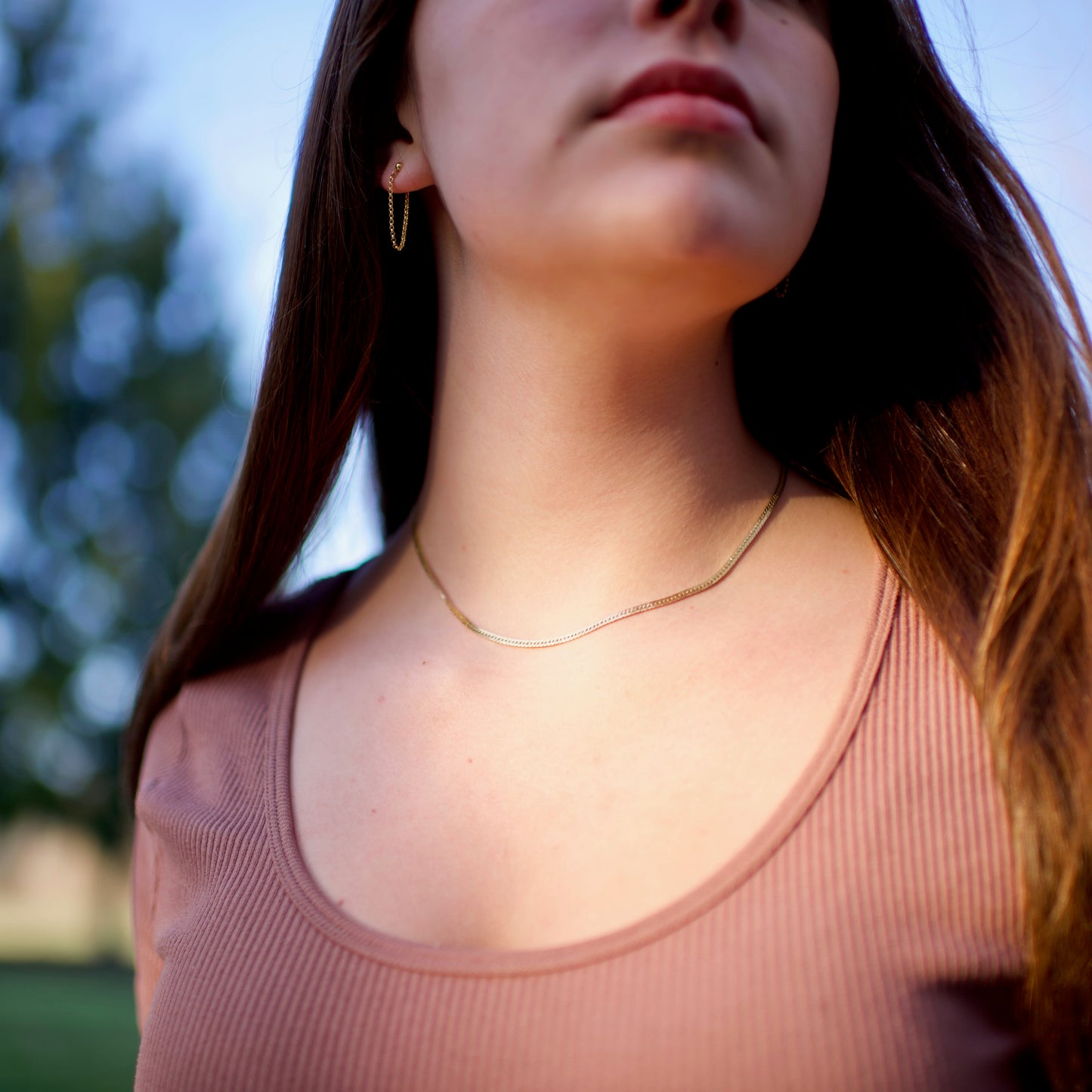 The River - Herringbone Gold Fill Necklace