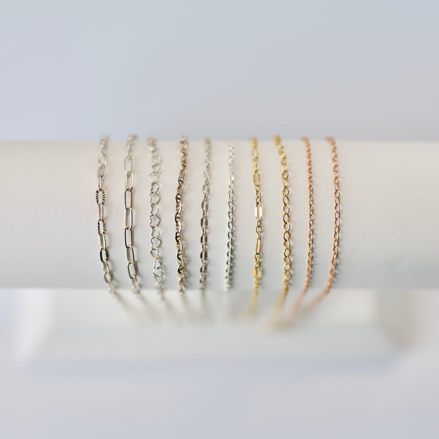 Anklet Permanent Jewelry Chain 14k Yellow + Rose Gold Fill, and Sterling Silver