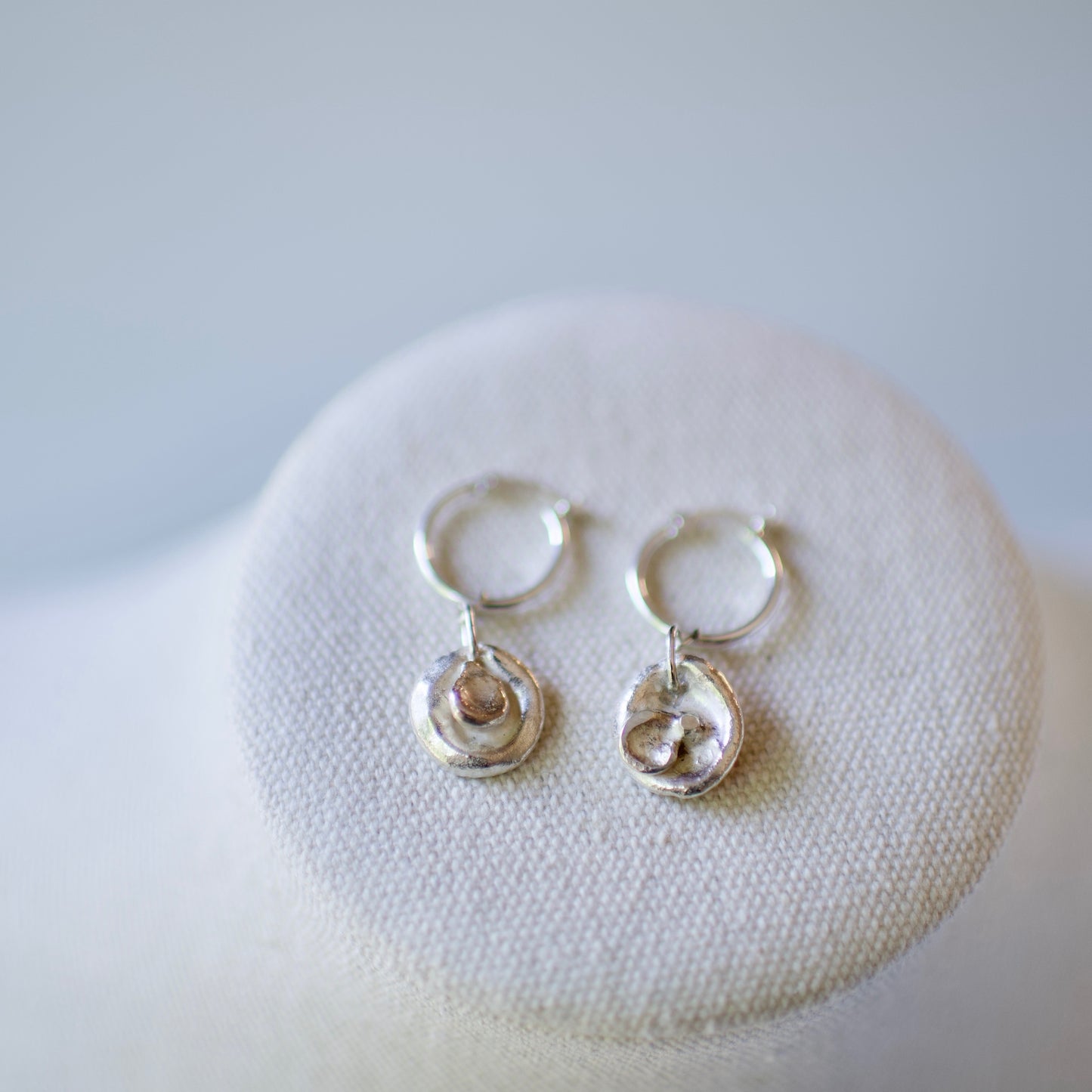 Dangle Earrings, Medium-Small Lake Formed Drops on 14k USA Yellow or Rose Gold Fill, or .925 Sterling Silver Hoops, Custom Keepsake Inclusion Lake Formed