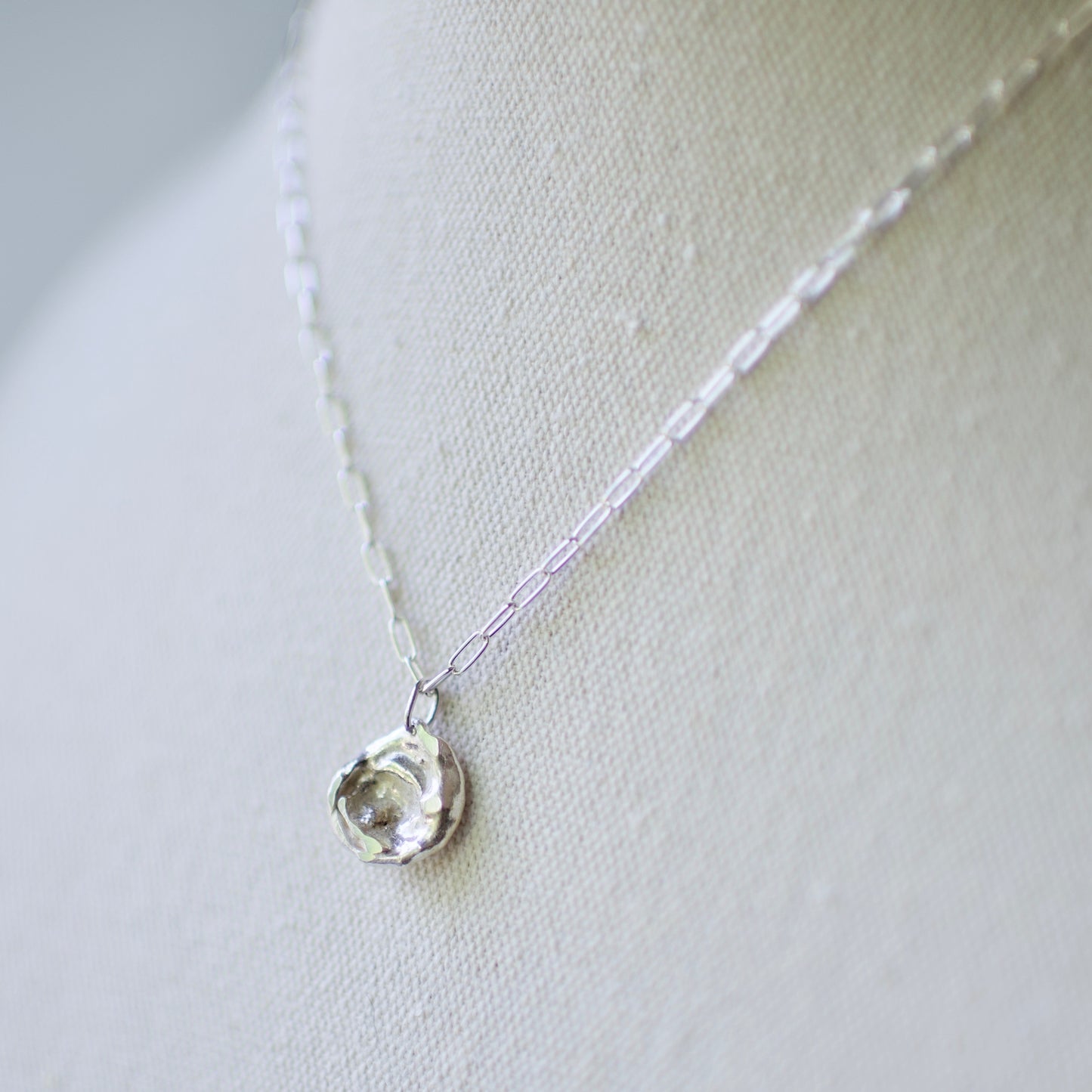 Pendant, Medium-Small on a 14k USA Yellow or Rose Gold Fill, or .925 Sterling Silver Paperclip Chain, Custom Keepsake Inclusion Lake Formed