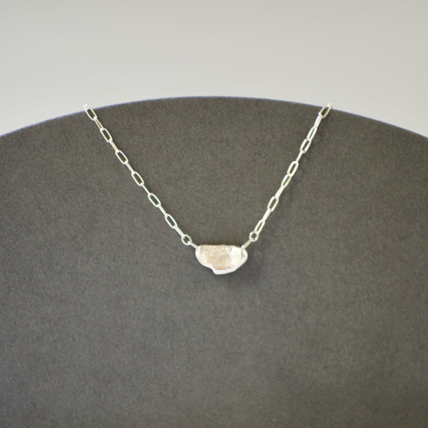 Lake Charlevoix Formed Sterling Pendant on 18" Fixed Paperclip Chain
