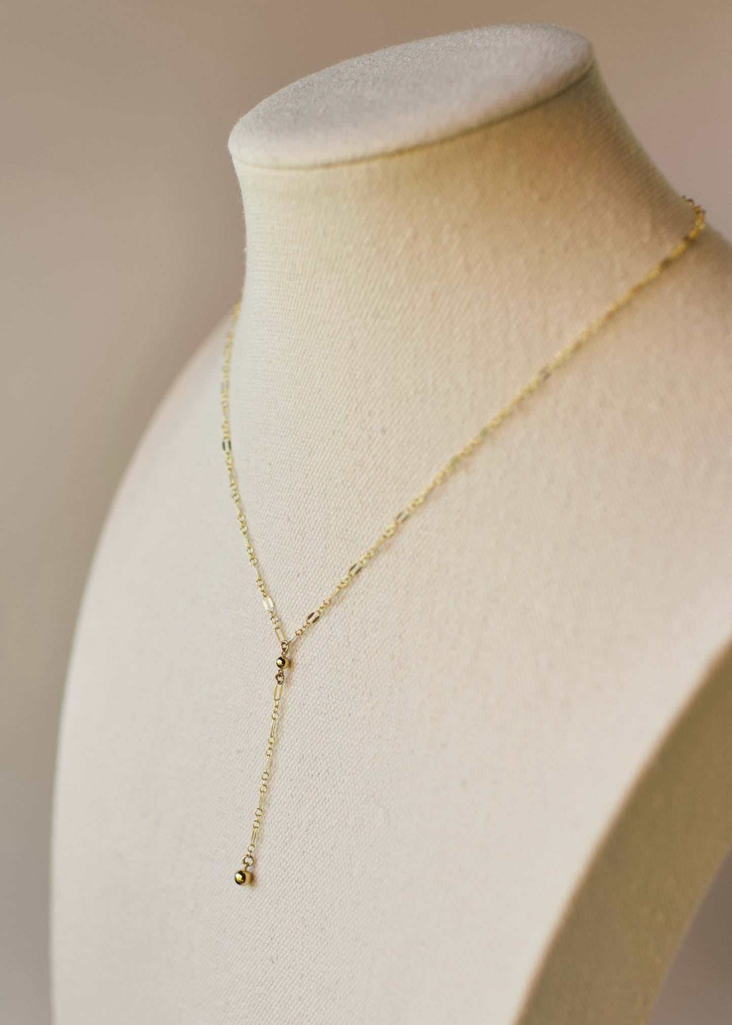 Y Necklace in 14k USA Gold Fill with Gold Fill Ball Accents- Sparkle Pattern Oval or Long and Short Dapped Chain