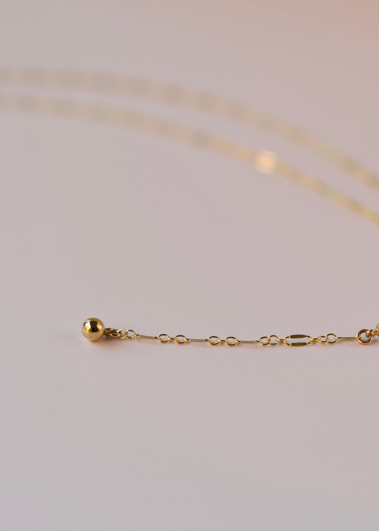 Y Necklace in 14k USA Gold Fill with Gold Fill Ball Accents- Sparkle Pattern Oval or Long and Short Dapped Chain