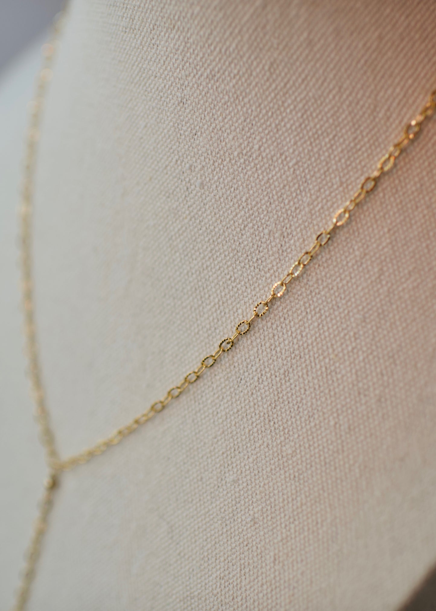 Y Necklace in 14k USA Gold Fill with Gold Fill Ball Accents- Sparkle Pattern Oval or Long and Short Dapped Chain