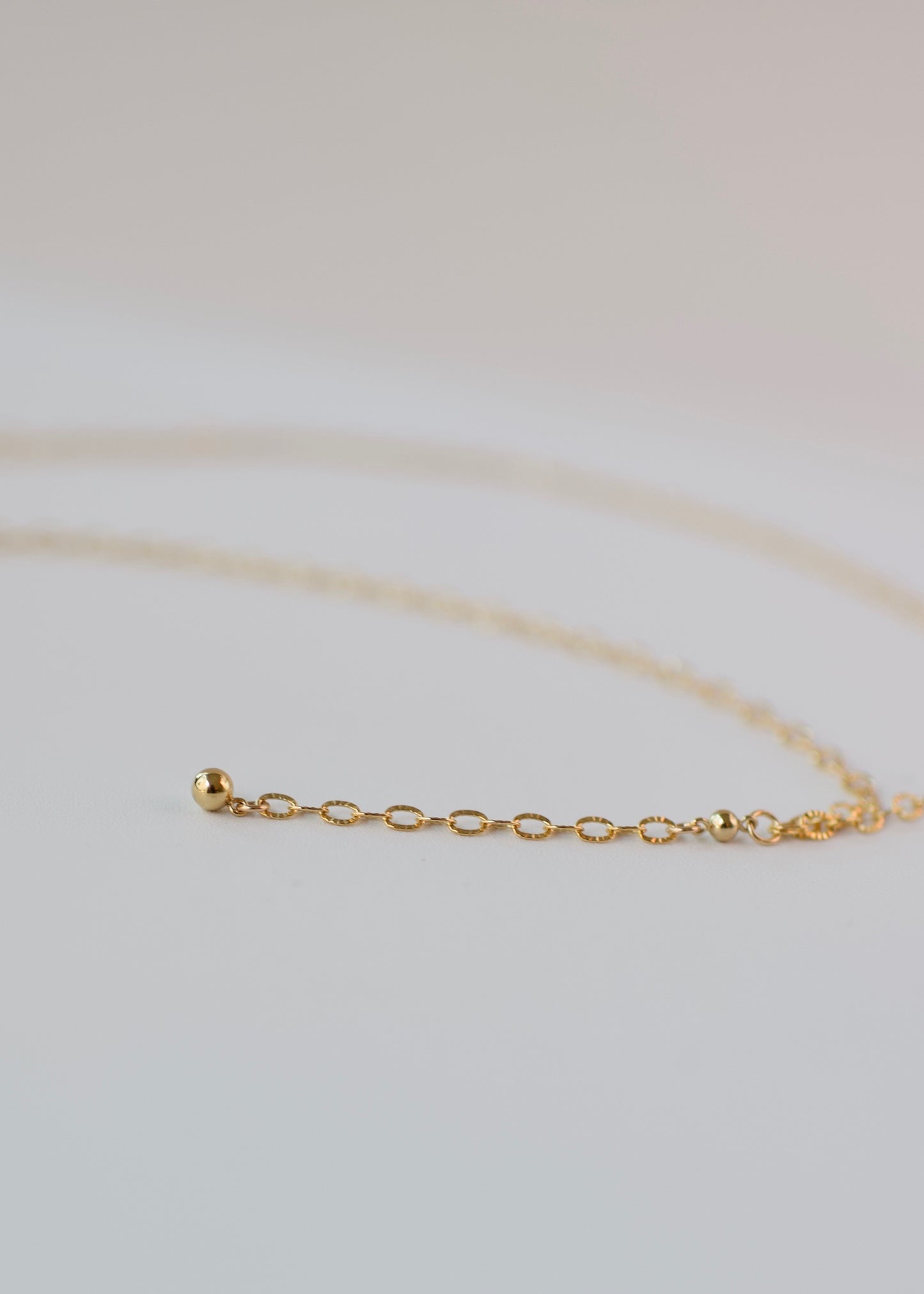 Y Necklace in 14k USA Gold Fill with Gold Fill Ball Accents- Sparkle Pattern Oval or Long and Short Dapped Chain