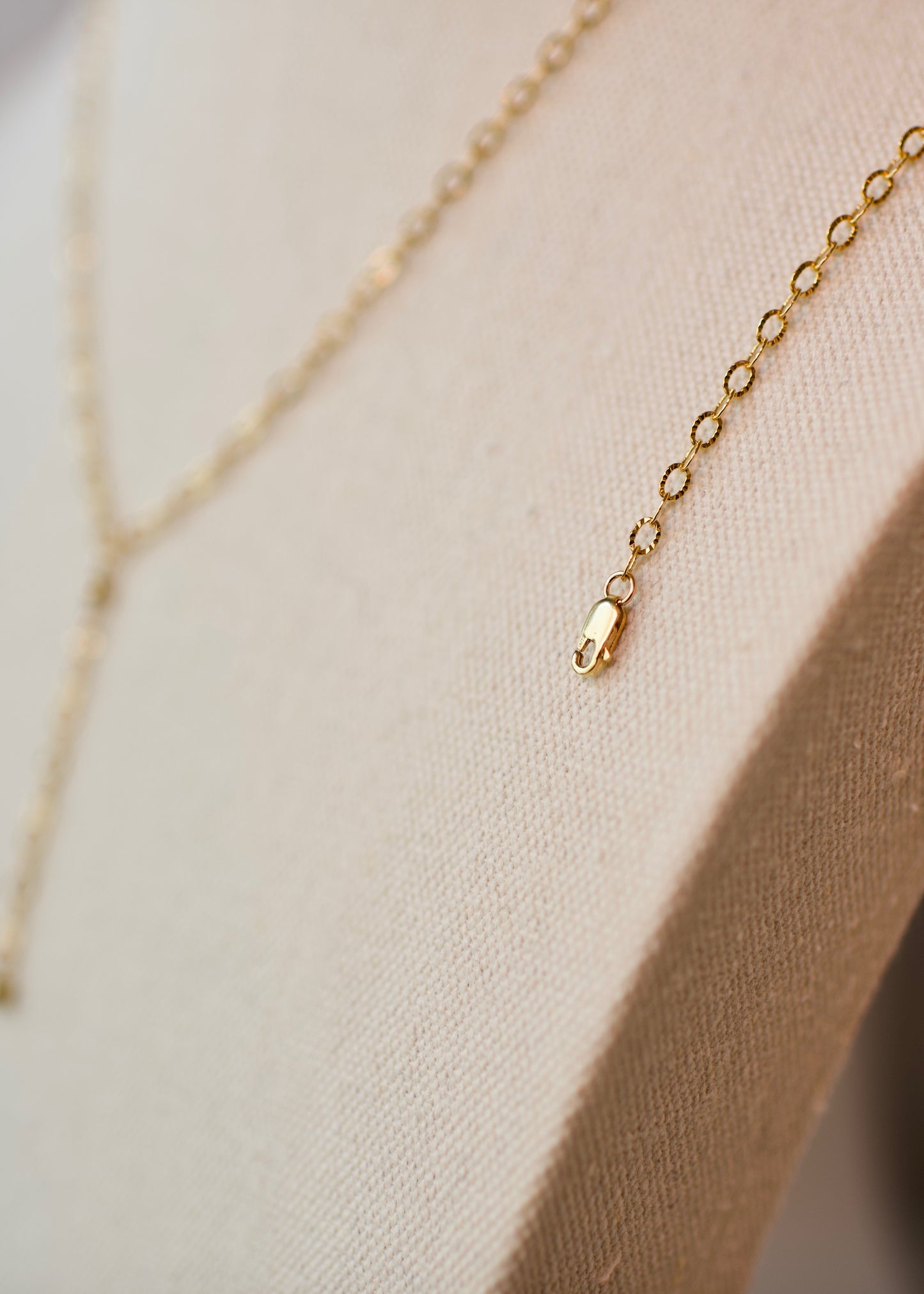 Y Necklace in 14k USA Gold Fill with Gold Fill Ball Accents- Sparkle Pattern Oval or Long and Short Dapped Chain