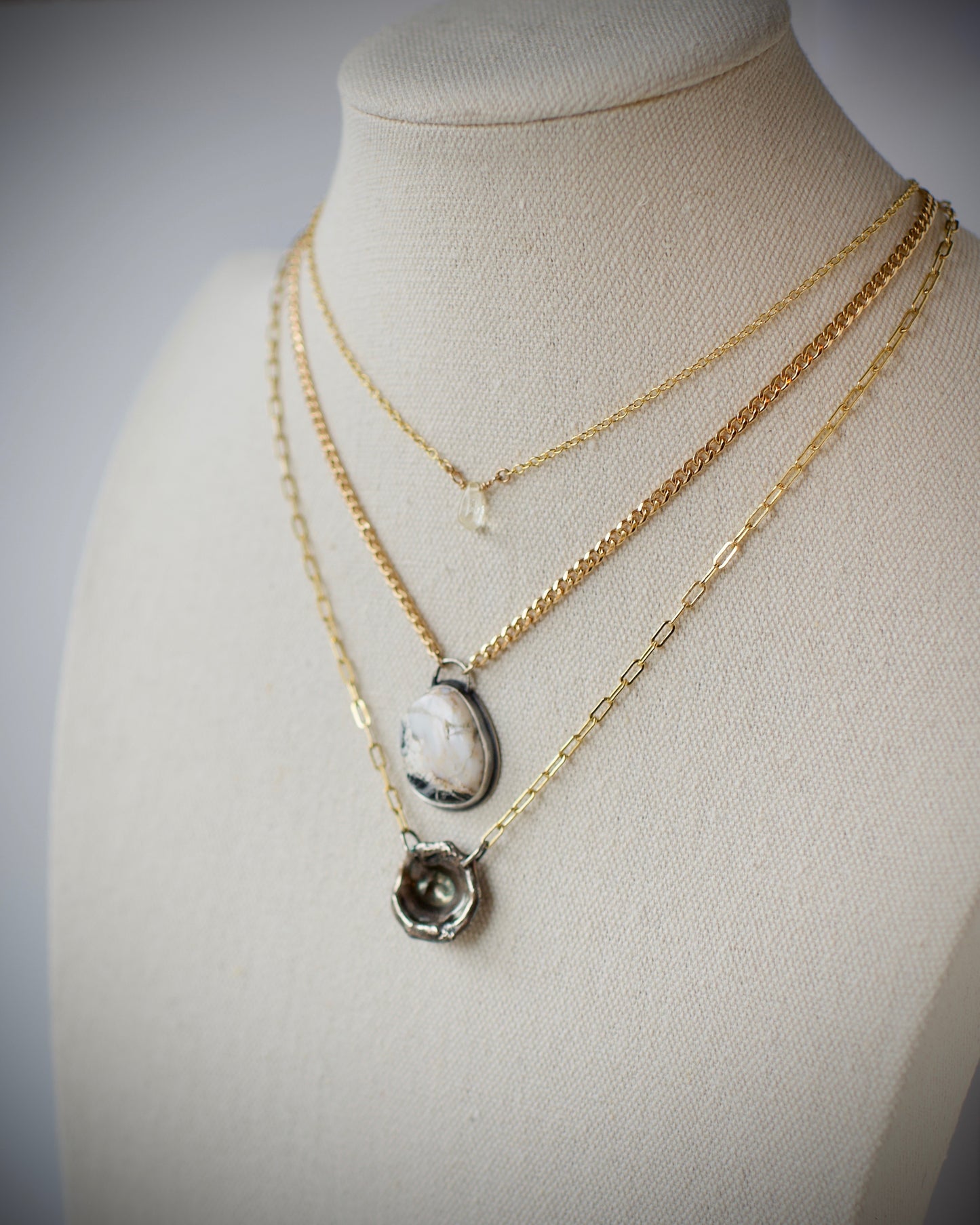 The Goddess GlenBrooke Curb Chain Necklace 2.9mm with Custom Focal Piece, 14k USA Gold Fill & .925 Sterling
