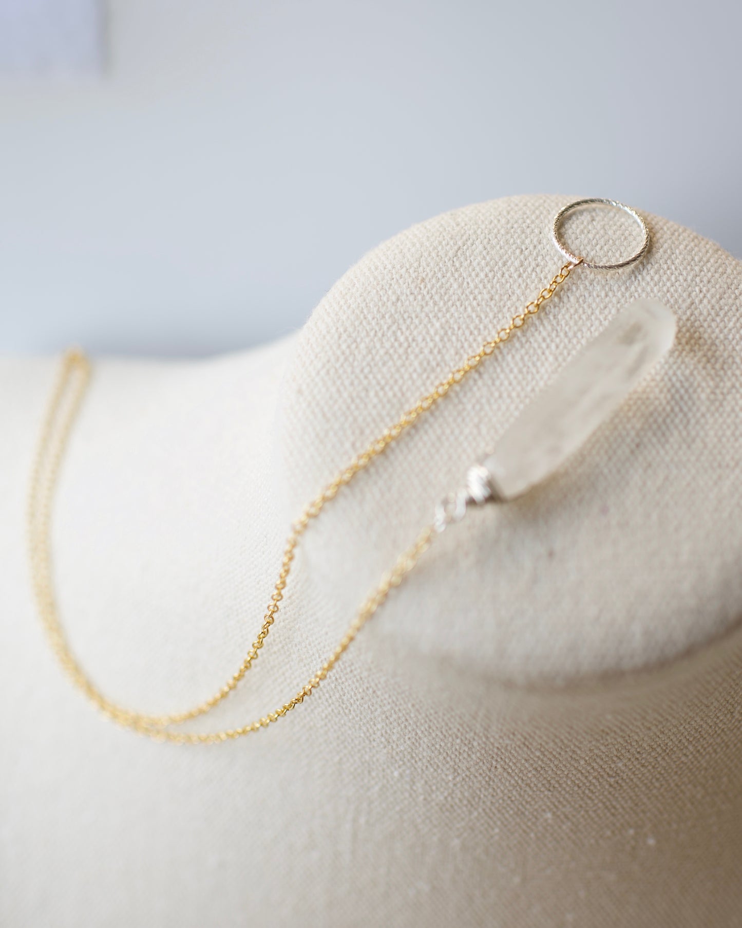 Celestial Quartz Lariat | Loop, Mixed Metal Crystal Necklace
