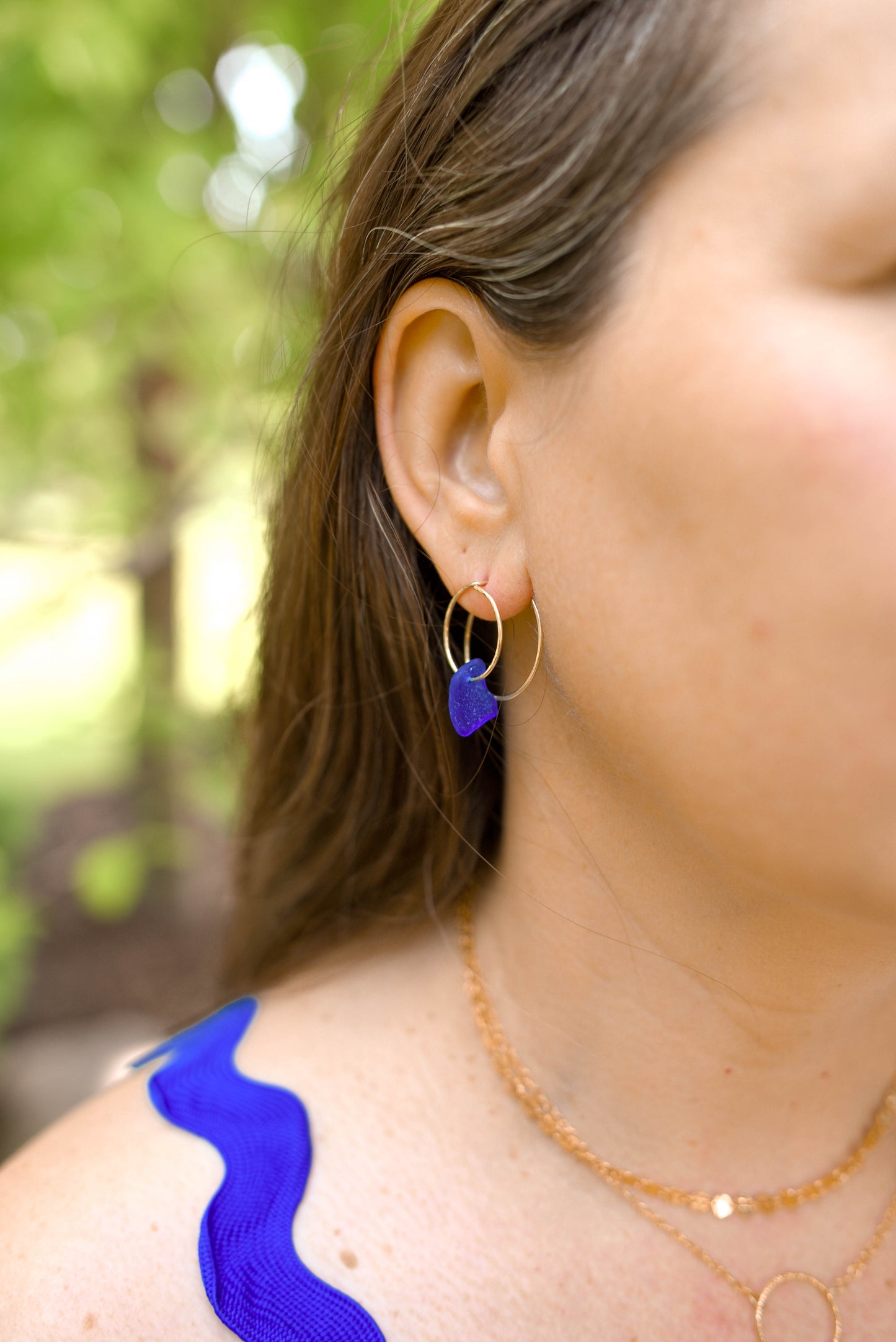 Double Sun Solstice Beach Glass Threader Earrings