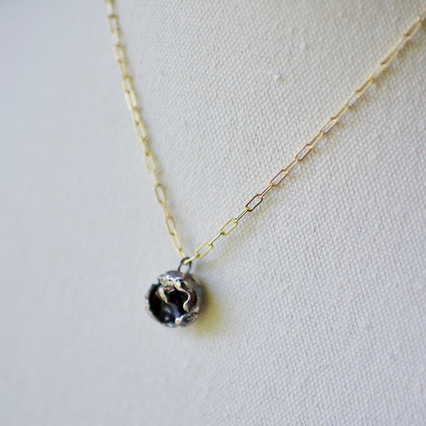 Custom Keepsake Inclusion Lake Formed Pendant Medium-Small with a 14k USA Gold FIll Paperclip Chain