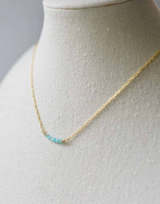 Gold Fill  & Amazonite Bead Bar Necklace