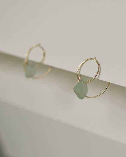 Double Sun Solstice Beach Glass Threader Earrings