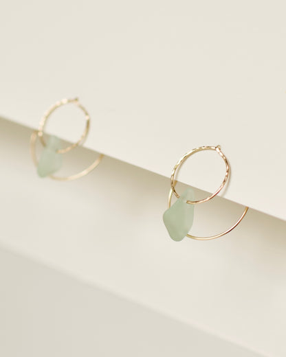 Double Sun Solstice Beach Glass Threader Earrings