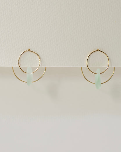 Double Sun Solstice Beach Glass Threader Earrings