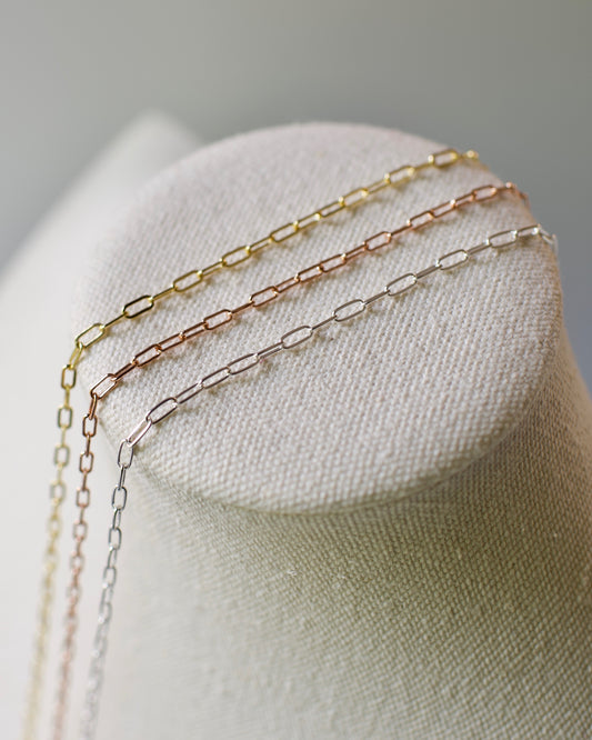 Paperclip Chain, Premium USA Standard 14k Yellow & Rose Gold Fill, .925 Sterling - Oval Cable 14-20 inches