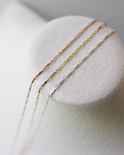 Dapped Bar Chain, Premium USA Standard 14k Yellow & Rose Gold Fill, .925 Sterling Nickel Free - 13-20 inches