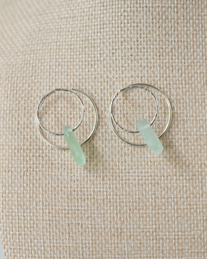 Double Sun Solstice Beach Glass Threader Earrings