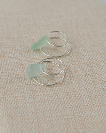 Double Sun Solstice Beach Glass Threader Earrings