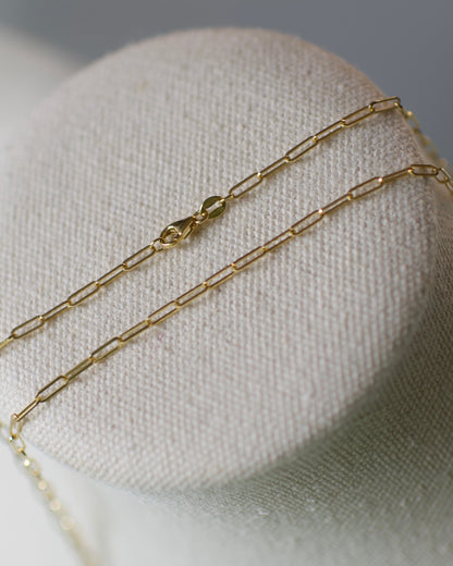 14k Yellow Gold Paperclip Chain, Premium 14k  - Oval Cable 13-18 inches