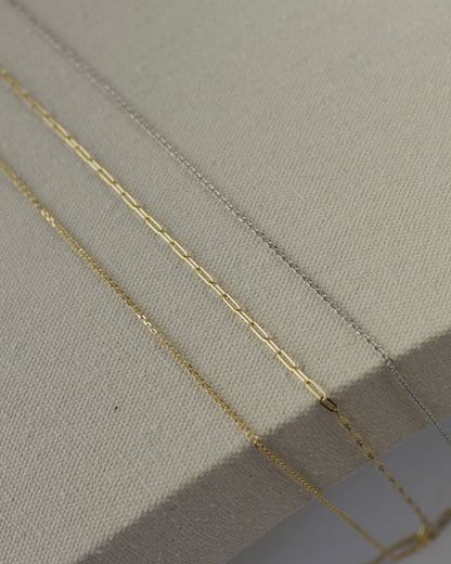 14k Yellow Gold or White Gold Beveled Edge Chain, Premium 14k  -  Cable 13-18 inches