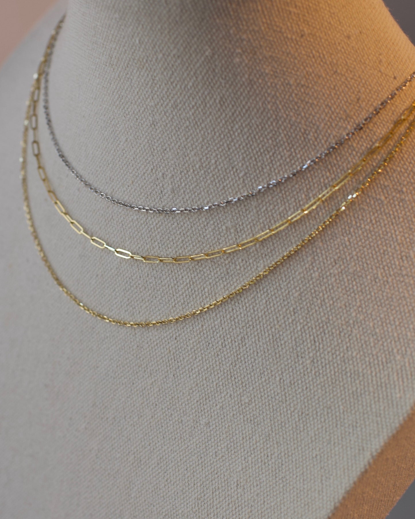 14k Yellow Gold or White Gold Beveled Edge Chain, Premium 14k  -  Cable 13-18 inches