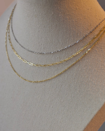 14k Yellow Gold or White Gold Beveled Edge Chain, Premium 14k  -  Cable 13-18 inches