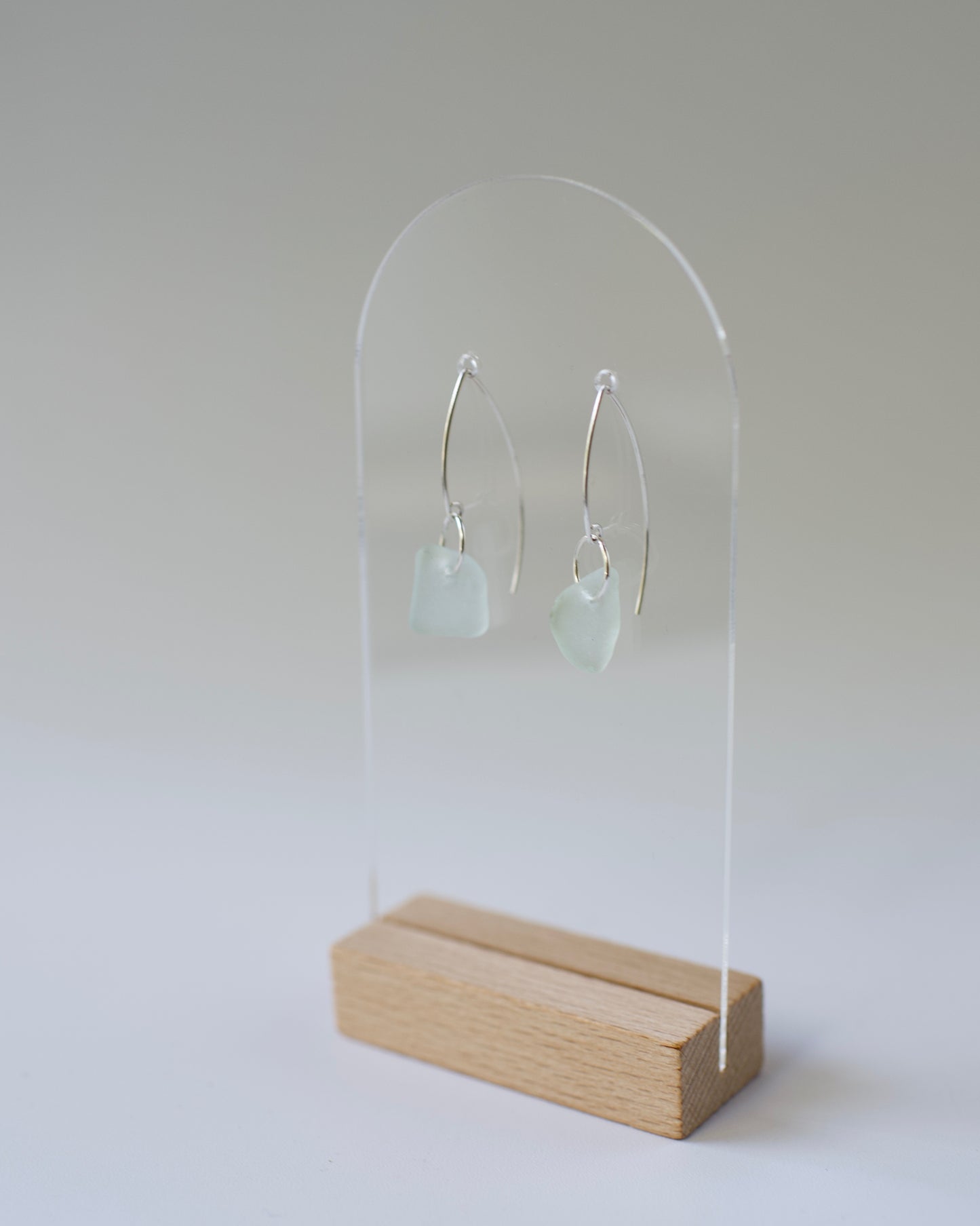 Autumn Drift Threader Earrings - Marquee Threader Beach Glass Earrings