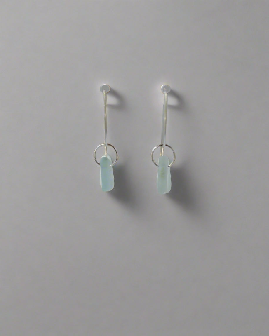 Autumn Drift Threader Earrings - Marquee Threader Beach Glass Earrings