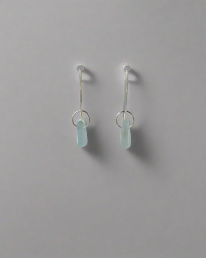 Autumn Drift Threader Earrings - Marquee Threader Beach Glass Earrings