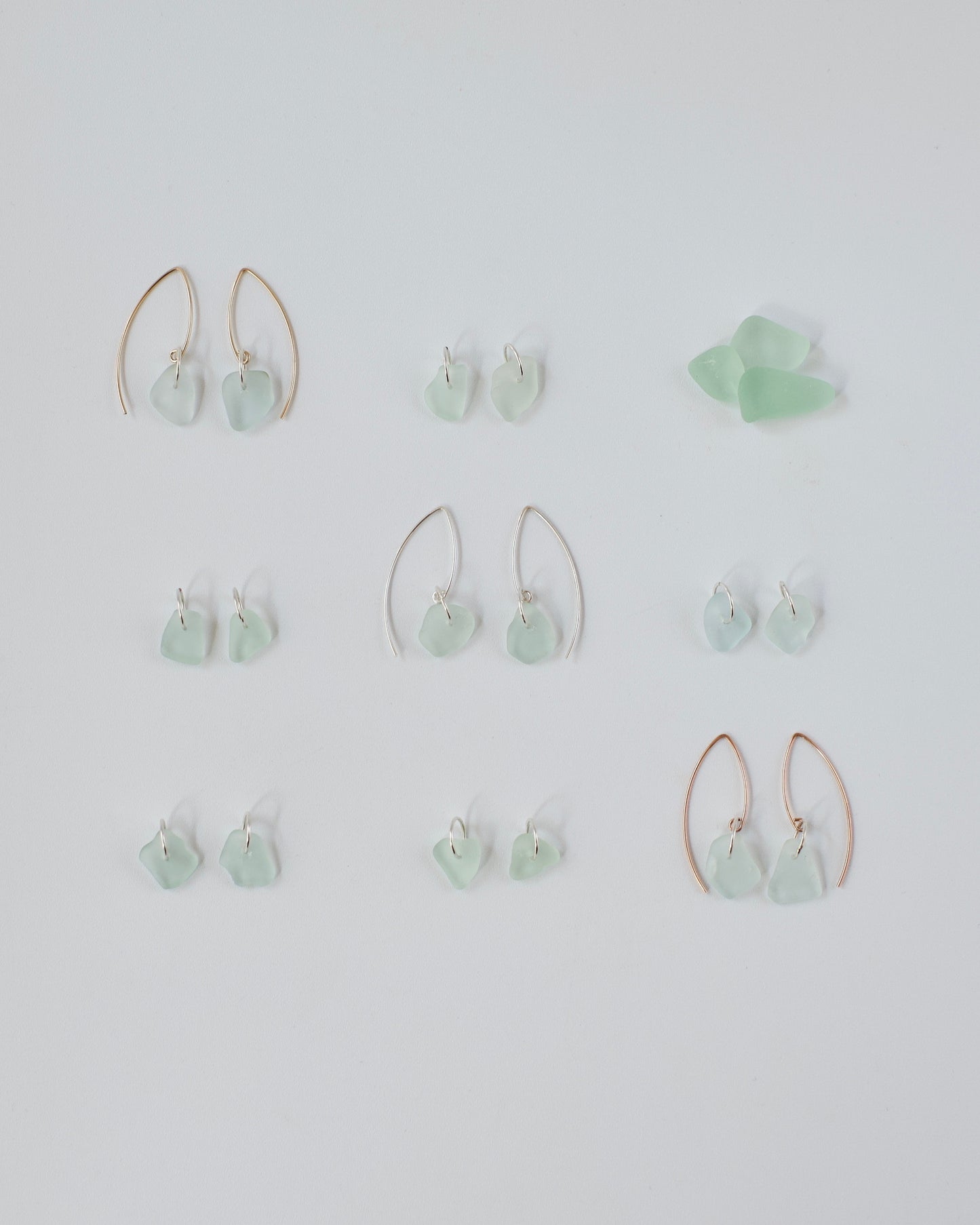 Autumn Drift Threader Earrings - Marquee Threader Beach Glass Earrings