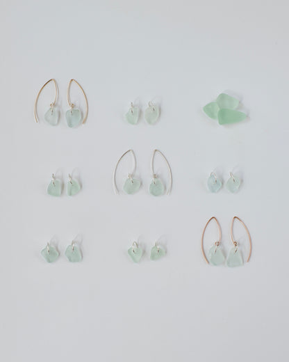 Autumn Drift Threader Earrings - Marquee Threader Beach Glass Earrings