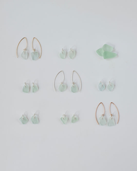 Autumn Drift Threader Earrings - Marquee Threader Beach Glass Earrings