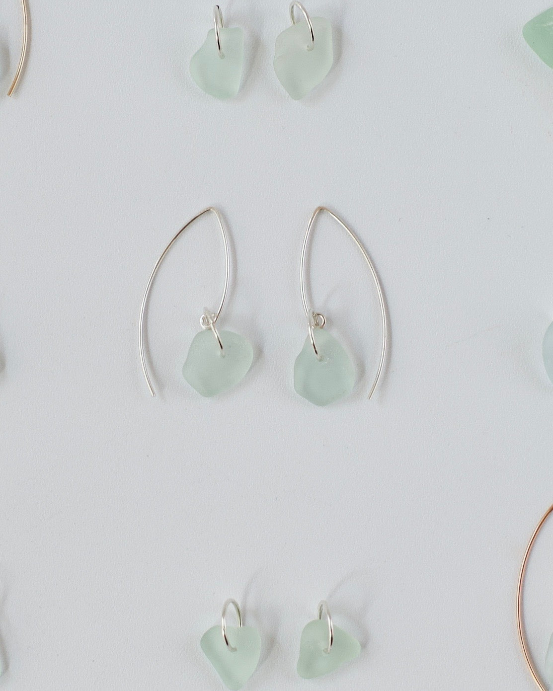 Autumn Drift Threader Earrings - Marquee Threader Beach Glass Earrings