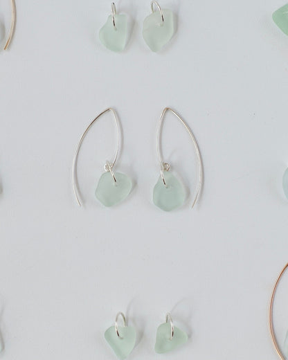 Autumn Drift Threader Earrings - Marquee Threader Beach Glass Earrings